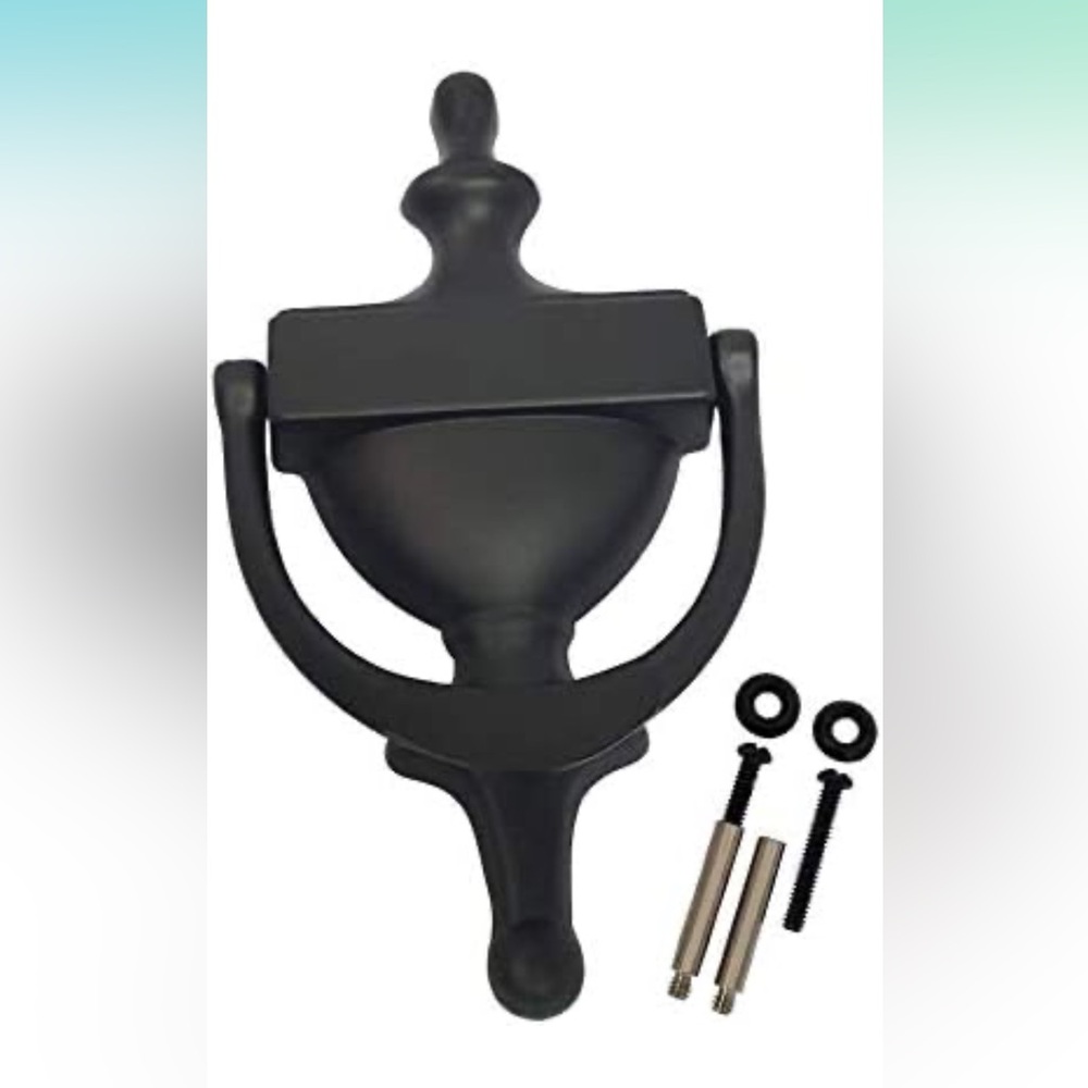 WCAA solid brass door knocker 7” matte black with fasteners